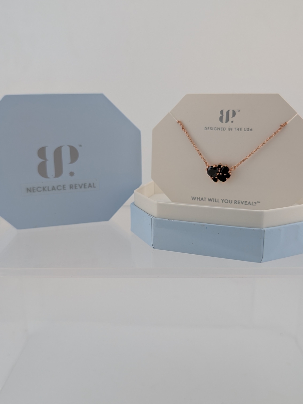 Rose Gold Chain with Black Cluster Pendant